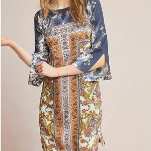 Maeve Anthropologie Barcelona Silk Print Dress